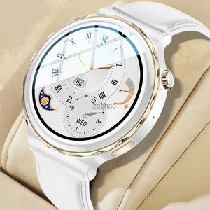 Montres intelligentes montre intelligente ronde femmes étanche Smartwatch hommes femmes Fitness Tracker tensiomètre pour Android IOS Smart Clock blanc