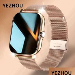 Montres intelligentes Yezhou Reloj Inteligente Bracelet Tra Montre pour téléphone avec appel Bluetooth étanche Homme Femme Moniteur de fréquence cardiaque Drop D Dhzyu