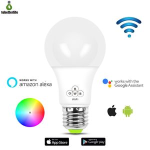 Ampoule intelligente WIFI 7W 9W E27 RGB couleur Dimmable Amazon Alexa Google Home Télécommande Lampe LED