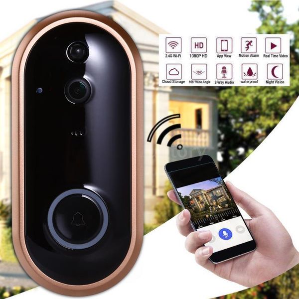 Smart WIFI Sonnette Ring PIR Détection de mouvement Caméra de sonnette sans fil pour appartements Alarme de visiteur Caméra de sécurité étanche1