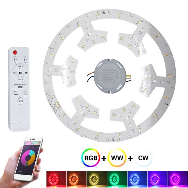 Chip de lámpara LED inteligente con Wifi, módulo LED de 36W, tablero de luz de techo artesanal, aplicación Tuya, Control Bluetooth, atenuación RGB + WW + CW