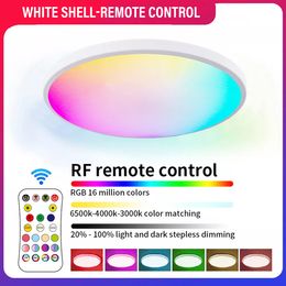 Smart WiFi LED Round plafondlicht dubbelzijdige verlichting met afstandsbediening dimbare RGB -achtergrondverlichting voor slaapkamer keuken woonkamer feestje