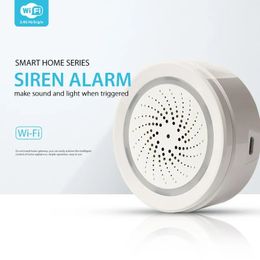 Sensor de alarma de sirena WiFi inteligente 2 en 1 alarma de sirena inalámbrica de sonido de 100DB + Sensor de temperatura Control remoto de vida inteligente