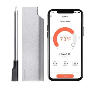 Thermomètre à viande sans fil intelligent, parfait pour la cuisson, les grillades et la rôtisserie – étanche et compatible Bluetooth