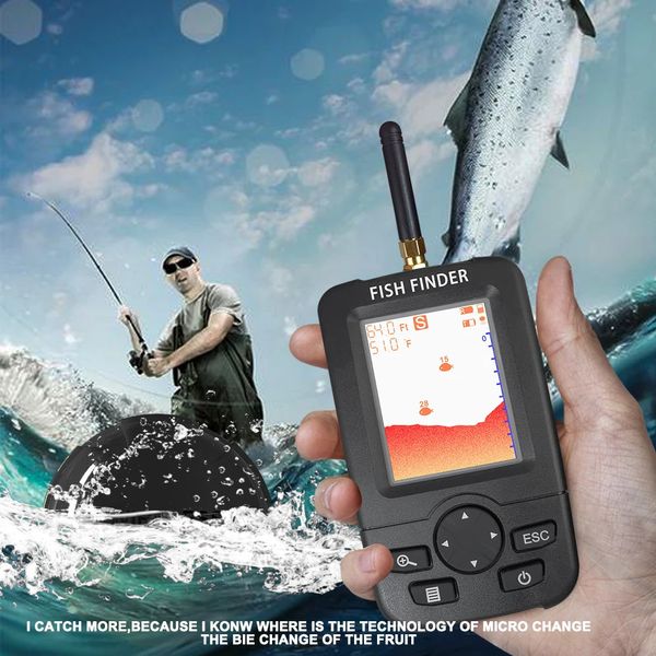 Smart Wireless sonar Fishing Alert Fish Finder Underwater Echo Sounder Fishing Detector Portable Fish FinderBlack and Red 240422