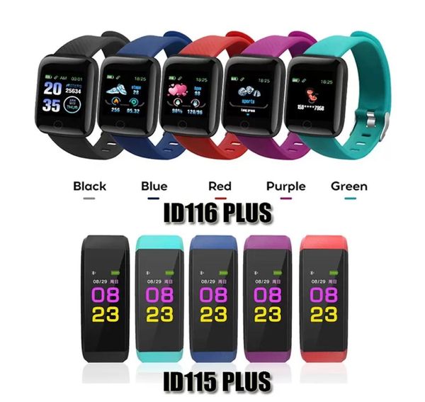 Les bracelets intelligents ID115 ID116 plus le bracelet intelligent montre le tracker de fitness cardiaque ID115hr bracelet de montre imperméable pour Andro4760111