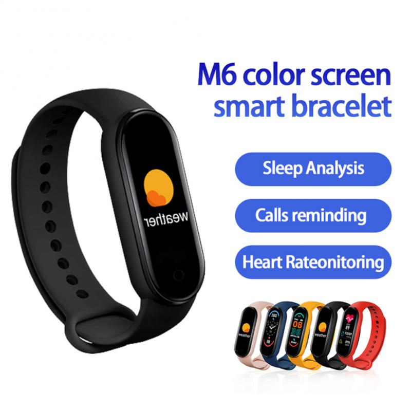 Akıllı Bileklikler M6 Smart Watch Men Fitness Tracker Saatler Kalp Hızı Sağlık Monitörü Erkekler İçin İzle Akıllı Grup Fitness Bilezik Saatler