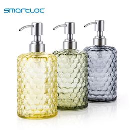 Smartloc 600ml Verre Liquide Distributeur De Savon À Main Pompe Mur Douche Shampooing Bouteille Automatique Smart Cuisine Salle De Bains Accessoires Set Y200407