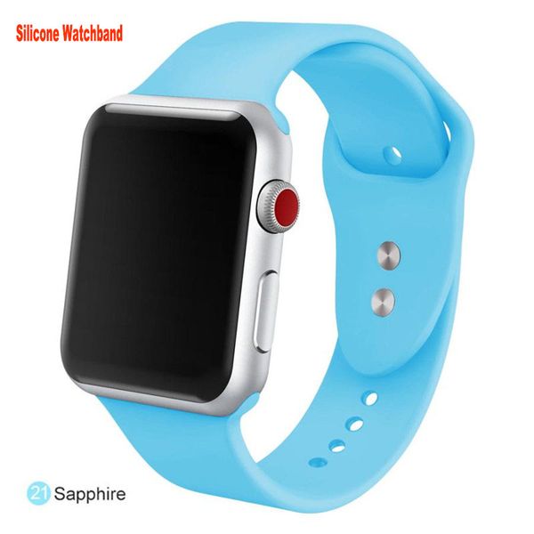 Smartwatch Bands Correas Reemplazo Color sólido Pulsera de silicona suave Correa deportiva para relojes Apple 7 6 5 4 3 2 1 Serie Todos los accesorios universales