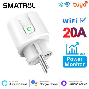 SMATRUL 20A Tuya WiFi EU prise de courant intelligente 220V moniteur d'alimentation sans fil prise télécommande minuterie pour la maison Alexa 240228