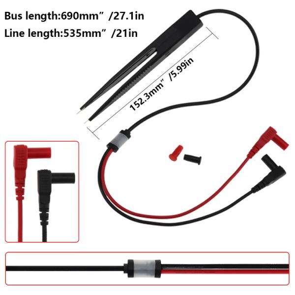 SMD SMT Test Clip Probe de plomo Medidor Digital Medidor Tweezer Resistencia Sweezers para Fluke para Vichy