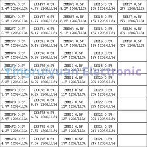 SMD Zener Diode Book LL34 LL4148 1 / 2W 2.4V-30V 26VALUES Package Kit assorti