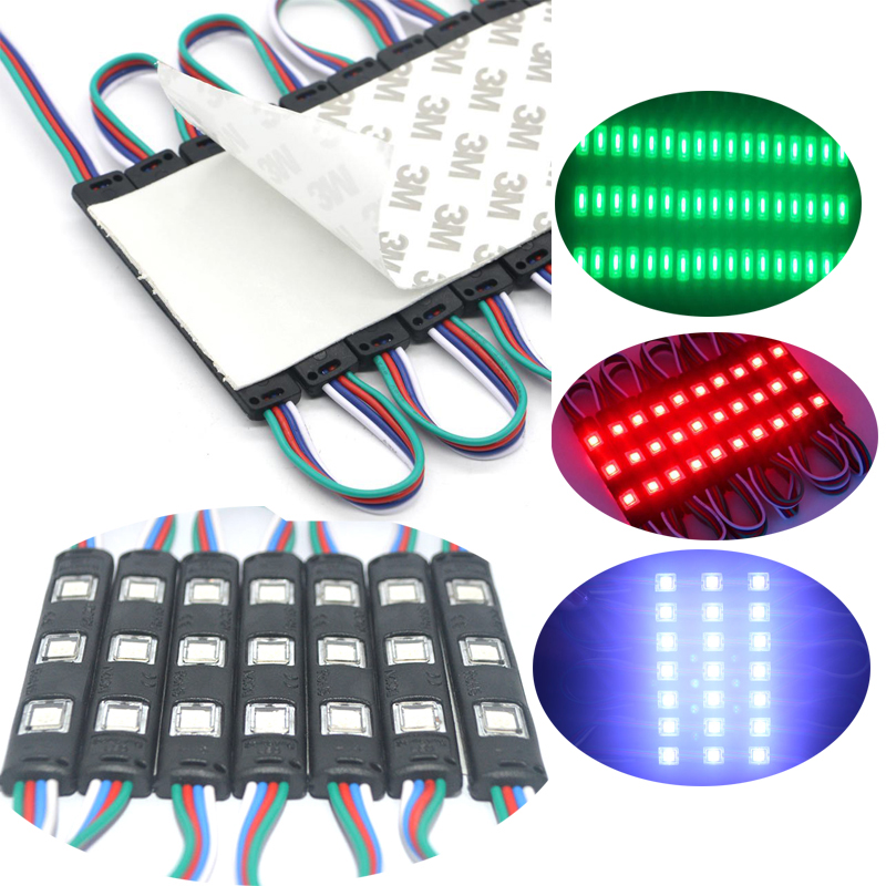 Module de lumière Led SMD5050 3LED, rétro-éclairage d'injection RGB noir avec lentille DC12V, Modules étanches IP65, lampe pour lettres publicitaires