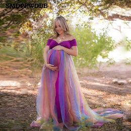Smdppwdbb 2021 zomer moederschap tule lange jurken baby shower katoenen jurk stretchy zwangerschap fotografie jurk Q0713