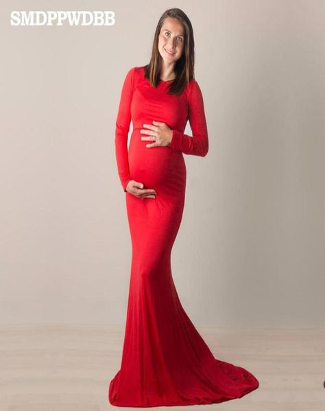 SMDPPWDBB robe de maternité accessoires de photographie de maternité robe à manches longues Style sirène fête de naissance grande taille 8221812