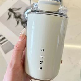 Smeg Tumbler Thermos Cup melkachtige witte koffiemok geïsoleerde waterfles reis roestvrijstalen auto vacuümkolven drink ketel 240415