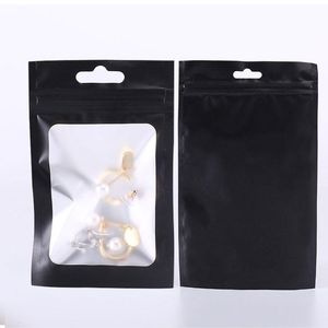 Bolsas de papel de aluminio resellable Mylar, a prueba de olores, con ventana transparente, color negro mate, seguro para alimentos, Ziplock hermético #416