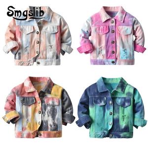 SMGSLIB Lente Zomer Denim Jas Tie Dye Jassen Kleding voor Jongens Kinderen Uitkleden Kinderen 6M-7T 211011