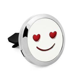 Smile Mignon Visage Diffuseur de parfum de voiture 30mm Diffuseur Clip de ventilateur 316L Pendentif en acier inoxydable Pendentif auto conflolée magnétique 10pcs