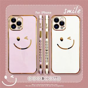 Étuis arrière dorés souriants pour iPhone 12 Pro Max Mini 7/8 Plus, housse de protection à la mode, livraison gratuite