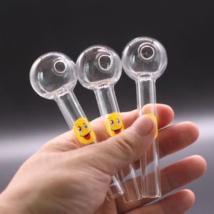 Smile Logo Pyrex Glass Pipe Quemador de aceite Glass Spoon Pipe Funny Hand Glass Smoking Pipes Envío gratis Herramienta para fumar GD15