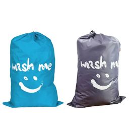 Smile Shape Nylon Laundry Bag Wash Me Travel opslagzak Machine Wasbare vuile kleding Organisator Was trekkoordzak