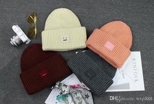 Glimlachend gezicht beanie / schedel caps gebreide mutsen kasjmier verdikking warm paar liefhebbers ouder - man vrouwen straat hip-hop wol cap volwassene