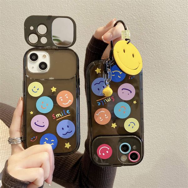 Cara sonriente Ocultar espejo de maquillaje Estuches para teléfonos Anillo de sonrisa para iPhone 14 Pro Max Plus iPhone14 13 12 11 8 7 X XS XR Soporte de decoración Soporte multifuncional Cubierta de TPU