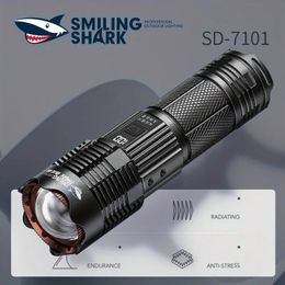 Lächelnde Hai-Taschenlampen, hohe Lumen, wiederaufladbares, superhelles LED-Blitzlicht, leistungsstarke Handtaschenlampen für Notfall-Camping-Geschenke, IP67 wasserdicht