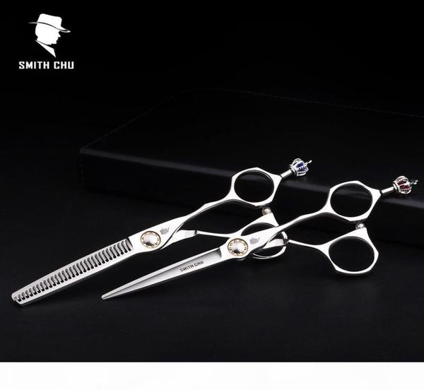 Smith Chu Crown alta calidad XL156 6 pulgadas 440C salón profesional de acero inoxidable barberos tijeras de adelgazamiento tijeras de peluquería Sets5049907