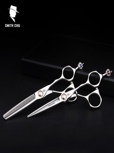 Smith Chu Crown haute qualité XL156 6 pouces 440C en acier inoxydable professionnel Salon barbiers ciseaux amincissants ciseaux de coiffure ensembles3683599