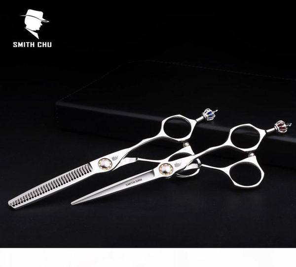 Smith Chu Crown alta calidad XL156 6 pulgadas 440C salón profesional de acero inoxidable barberos tijeras de adelgazamiento tijeras de peluquería Sets4353846