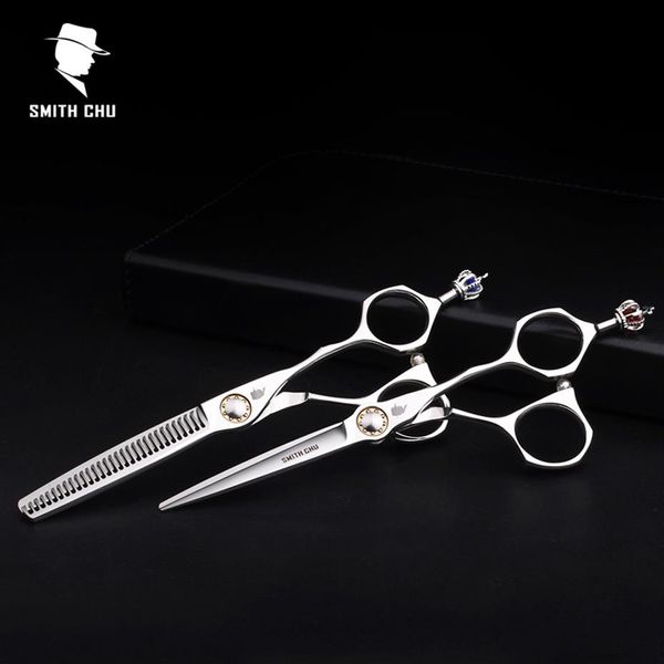 Smith Chu Crown Haute Qualité XL156 6 Pouces 440C En Acier Inoxydable Professionnel Salon Barbers Amincissement Ciseaux Coiffure Ciseaux Sets249z