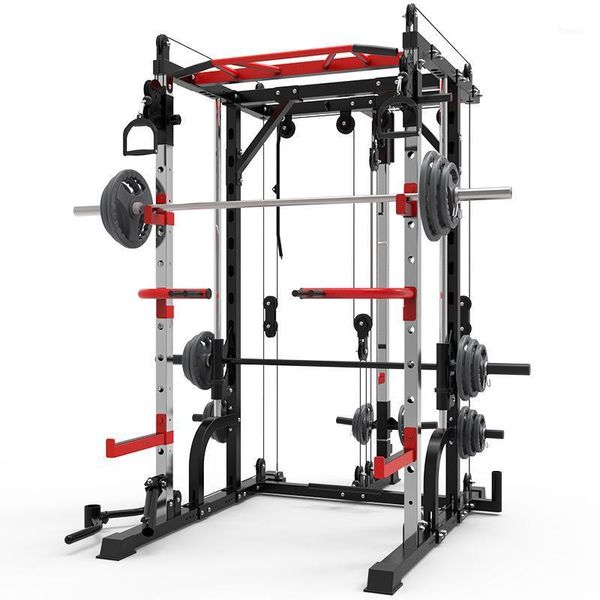 Équipement de fitness intégré Smith Machine Steel Squat Rack Portique Cadre Accueil Dispositif d'entraînement complet Banc de presse gratuit Frame.11