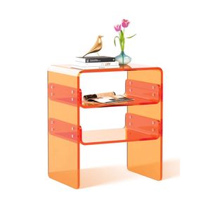 Smitten Life Table de chevet en acrylique pour salon, chambre à coucher, décoration de la maison (orange)