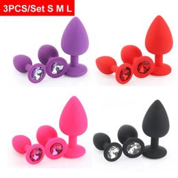 SML 3 PCSset Silicone Anal Plugs Pringos Colorful Diamond Butt Prises de sexe Toys for Women Men Gay Prostate Massageur Masturbati 240412