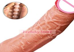 SML Realista consolador con piel de quilla Feele Real Pene Dong For Women Masturbator G Spot Massage Sex Toys Real Big Dildo Pene Y19126881851