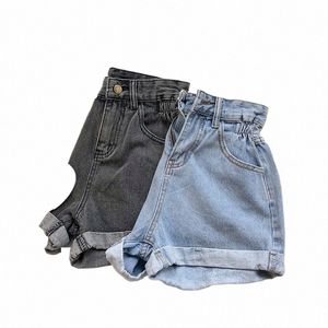 Smlinan Fi cintura alta pantalones cortos de mezclilla vintage mujeres más tamaño casual harajuku curling jeans mini short femenino verano hotpants 03wM #