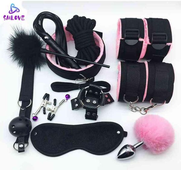 Houstructions de smlove pour collier de clou de fouet Gag Pinces de mamelon BDSM Bondage Corde érotique Femme adulte Couples Anal Butt 2107223924109