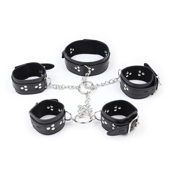 SMLOVE sexy pareja cuero Bdsm Bondage Set Collar tobillo puño esposas juego adulto producto Kit herramienta para mujer tienda