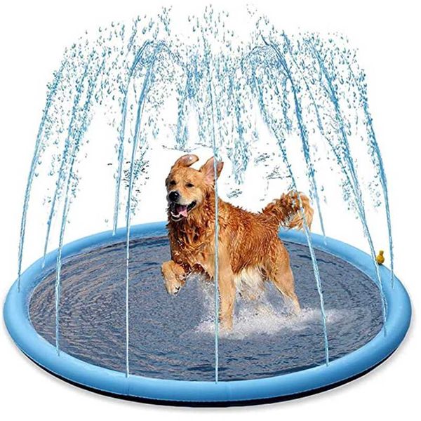 Smmer Dog Toy Splash Sprinkler Pad para perros Espesar Pet Pool Interactivo Juego al aire libre Estera de agua Juguetes Gatos y niños 211111