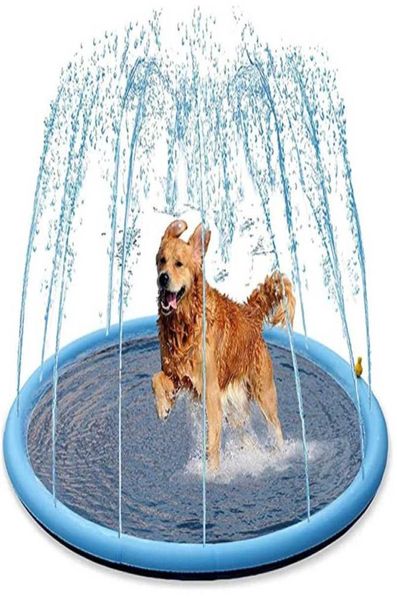 Smmer Dog Toy Splash Sprinkler Pad para perros Espesar Piscina para mascotas Juego interactivo al aire libre Alfombra de agua Juguetes Gatos y niños 2111118244126