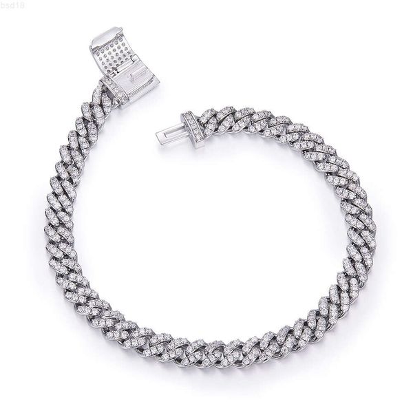 SMN51 Vente à chaud S925 Bijoux en argent sterling 6 mm Pass Diamond Tester glacé Hip Hop VVS1 Collier de chaîne cubaine Moisanite