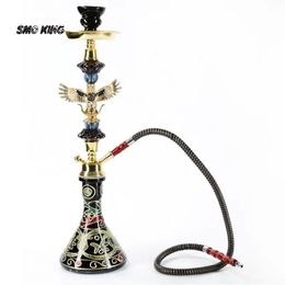 Smo Arab Eagle Hookah Shisha Set Glass Narguile Complete Kit met enkele slang Chicha Bowl Water Pipe voor rookaccessoires 240510