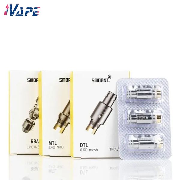 Résistances variées de bobine de remplacement Smoant Pasito 0,6 ohm DTL 1,4 ohm MTL RBA (1 pièce/paquet) Option 3 pièces/paquet