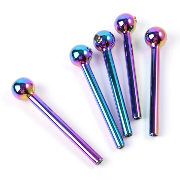 Accessoires de fumée Couleurs aléatoires Mini tuyau 12 cm de longueur Pipes à main pour fumer en gros Tuyau de brûleur à mazout en verre Pyrex pour tabac à herbes sèches Poids net 12g SW124