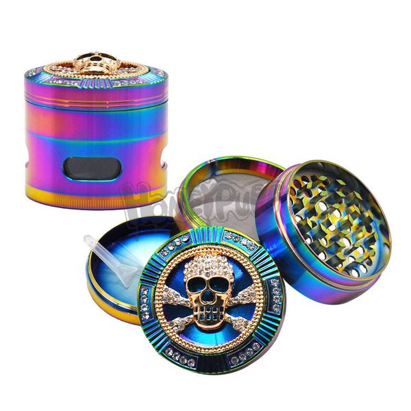 accessoire de fumée Diamond Rainbow pipe Herb Grinder 63MM 4Piece With Pollen Catcher Durable Spice Heavy Duty Zinc Alloy Tobacco Crusher Grinders