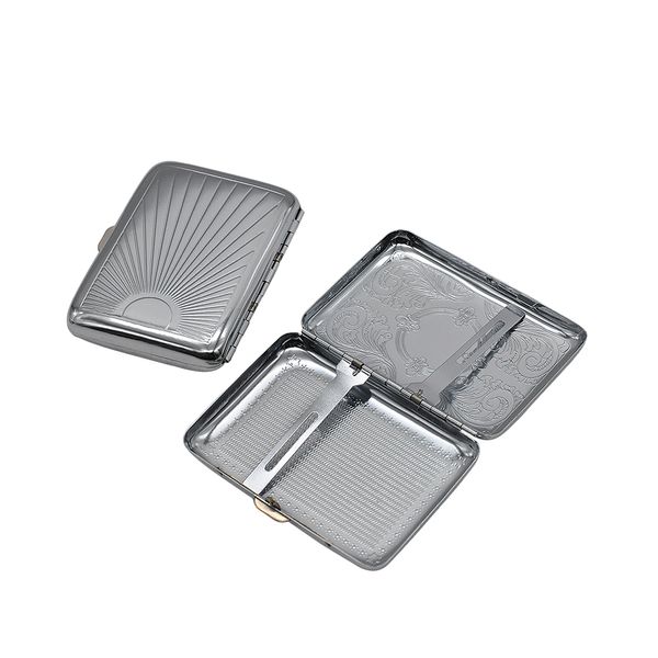 Accesorio para fumar Caja de cigarrillos de metal 69x95MM Sosteniendo 12 Soporte de tamaño regular Tabaco con 2 clips Pipa para fumar