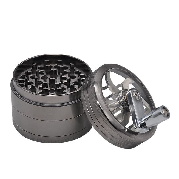 Broyeur d'herbes en métal en alliage de Zinc, accessoire de fumée, 63mm, 4 couches, broyeur à manivelle, broyeur d'épices pour fumer