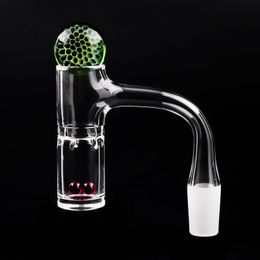 Smoke Auto Spinner Full Weld Bord biseauté 6pcs Fentes Quartz Banger Nails avec perles Terp de 22 mm et costume rubis de 6 mm pour bongs d'eau en verre